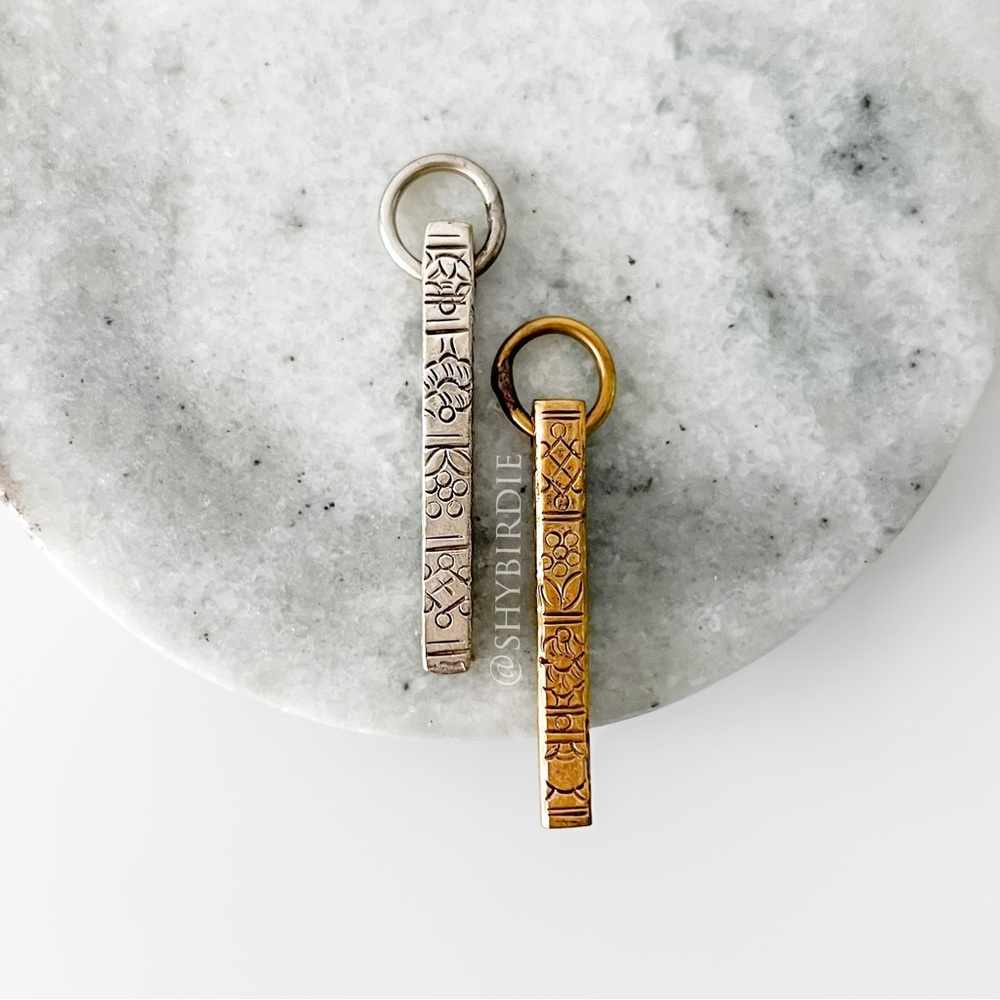 NEW Brass Tibetan Artisan Handcrafted Linear Pillar Pendant
